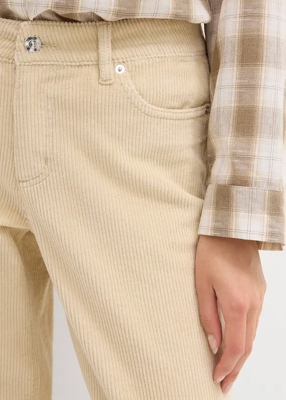 Barel-kordbukse Mid Waist, bonprix