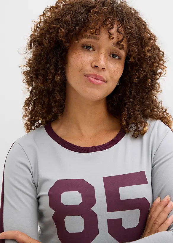 Langermet topp i lett jersey, bonprix