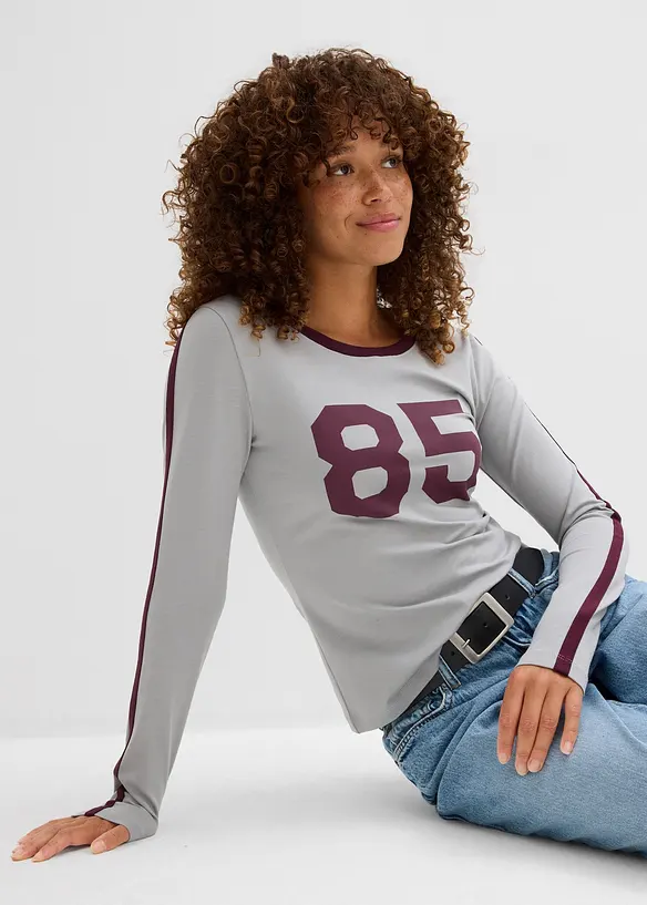 Langermet topp i lett jersey, bonprix