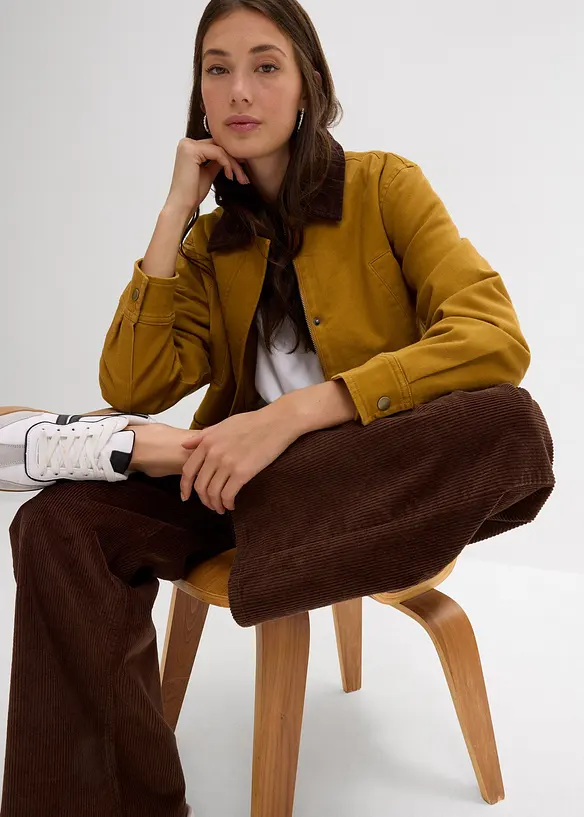 Cordbukse av elastisk bomullsmiks, bonprix