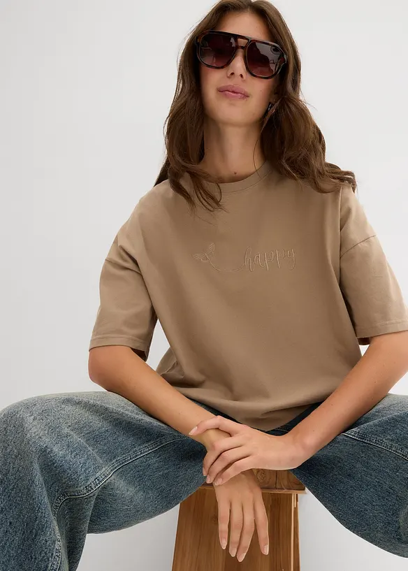 Oversized topp i 100% økologisk bomull, bonprix