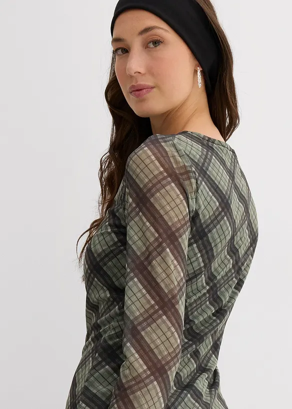 Langermet topp i fin mesh, bonprix