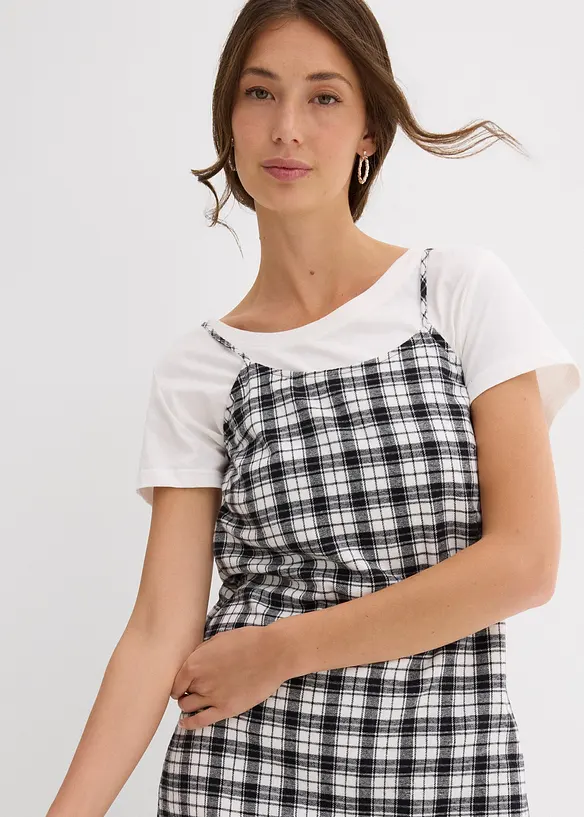 Flanellkjole med stropper av 100% bomull, bonprix