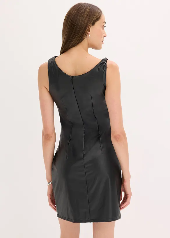 Off shoulder-minikjole i imitert skinn, bonprix