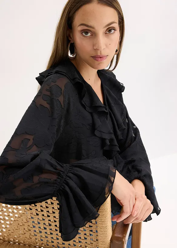 Lett transparent chiffonbluse, bonprix