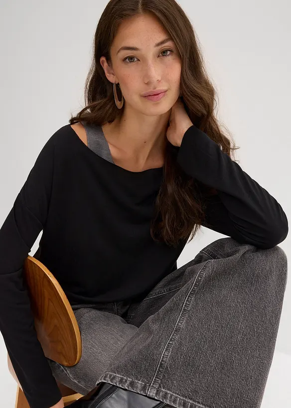 Singlet og langermet topp (sett i 2 deler) av jersey, bonprix