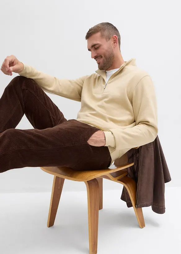 Sweatshirt i 100% økologisk bomull med kort glidelås, bonprix