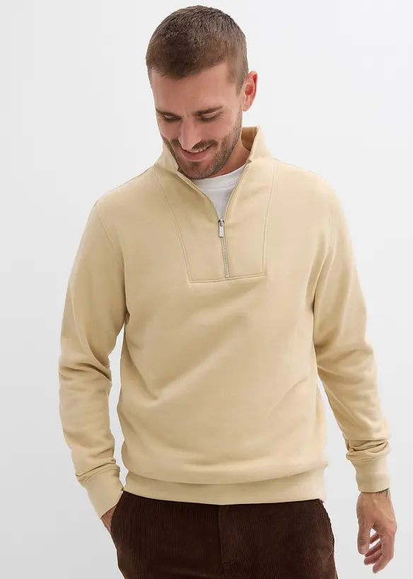 Sweatshirt i 100% økologisk bomull med kort glidelås, bonprix