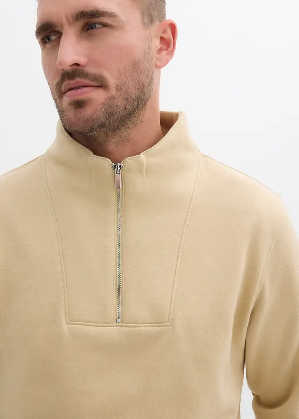 Sweatshirt i 100% økologisk bomull med kort glidelås, bonprix