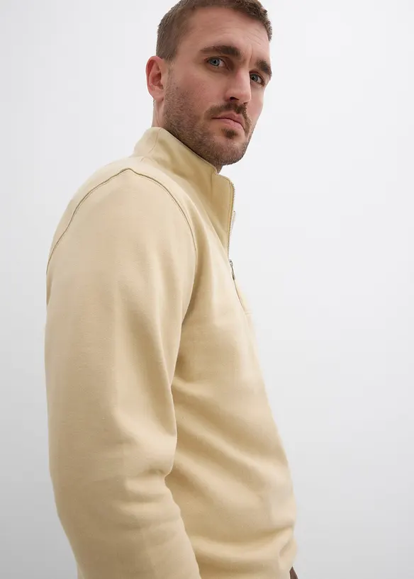 Sweatshirt i 100% økologisk bomull med kort glidelås, bonprix