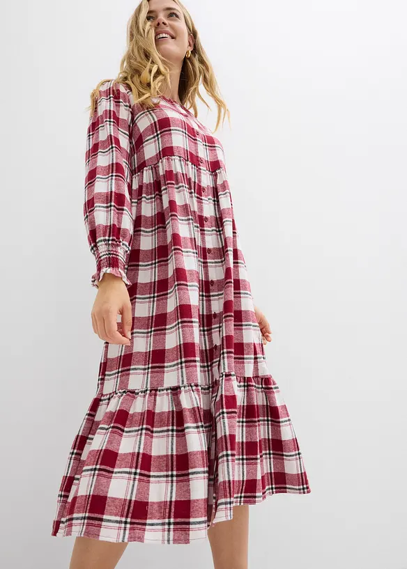 Midikjole i flanell, bonprix
