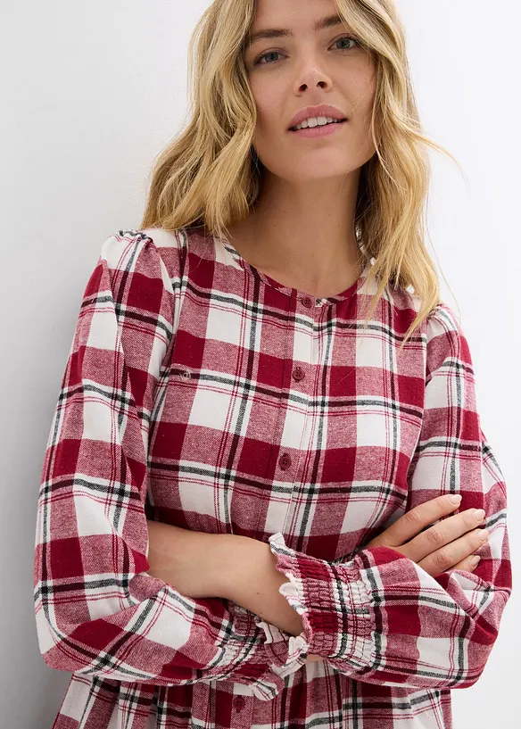 Midikjole i flanell, bonprix