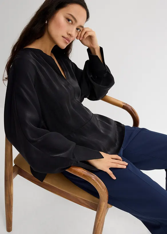Bluse i viskosemiks med lett glans, bonprix