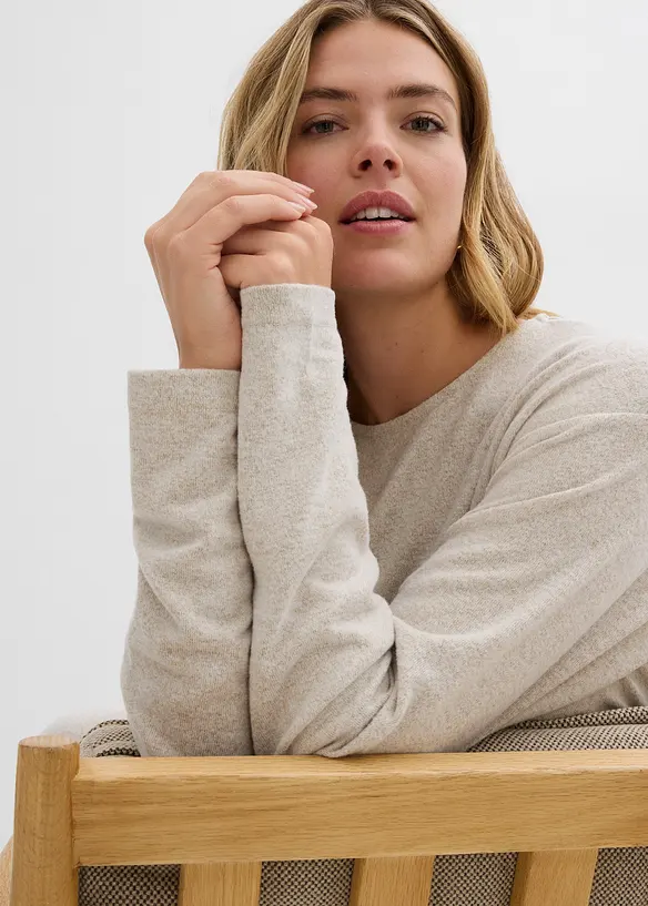 Lang sweatshirt i strikket look, bonprix