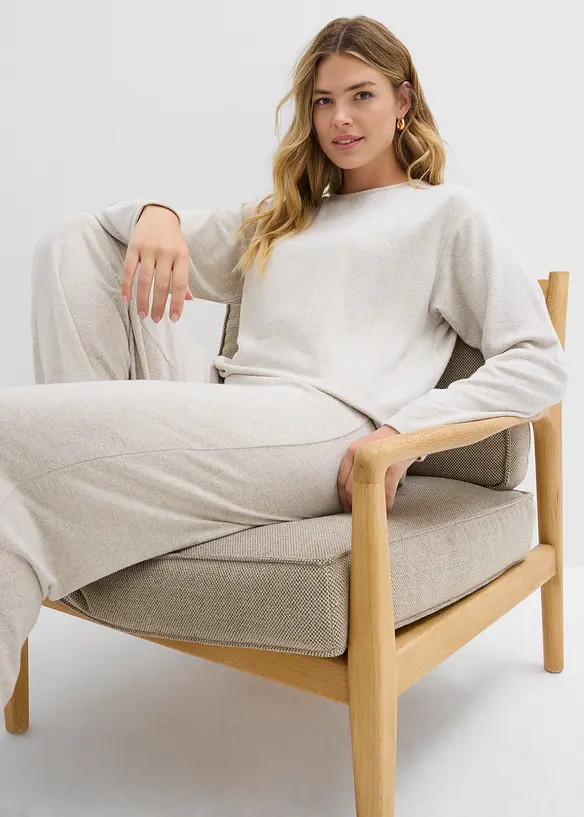 Lang sweatshirt i strikket look, bonprix