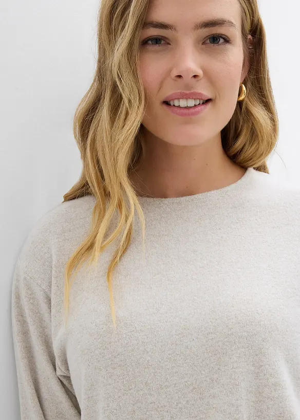 Lang sweatshirt i strikket look, bonprix