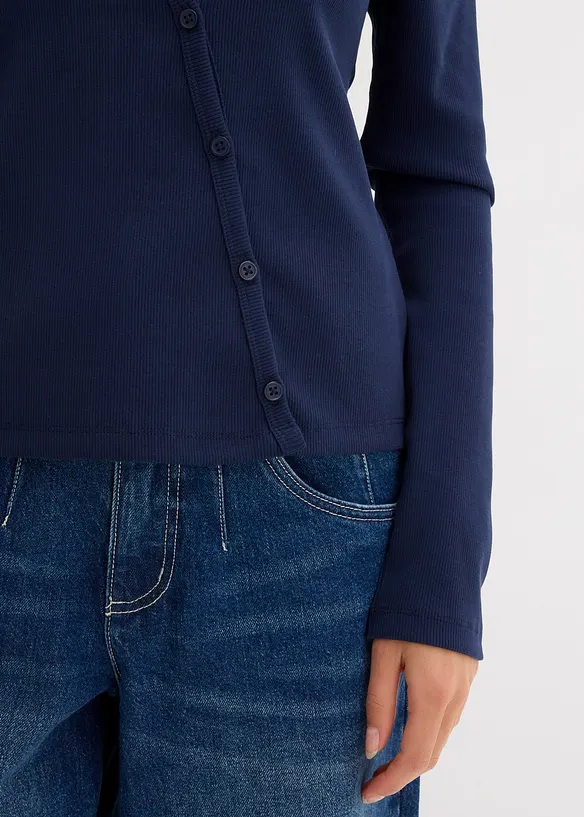 Ribbet, langermet topp, bonprix