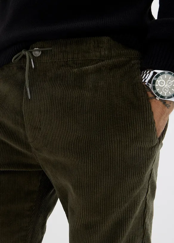 Pull on-kordfløyelsbukse med stretch, Regular Fit, bonprix