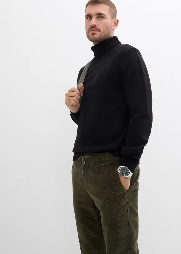 Pull on-kordfløyelsbukse med stretch, Regular Fit, bonprix