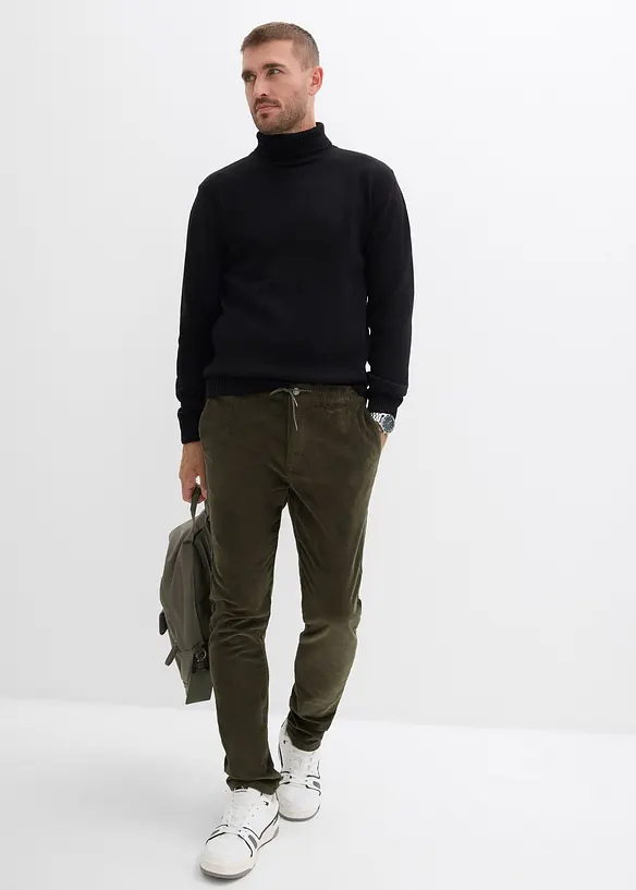 Pull on-kordfløyelsbukse med stretch, Regular Fit, bonprix