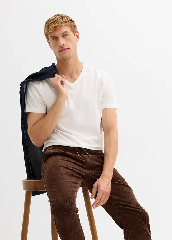 Pull on-kordfløyelsbukse med stretch, Regular Fit, bonprix