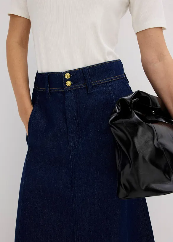 Midiskjørt i denim, bonprix