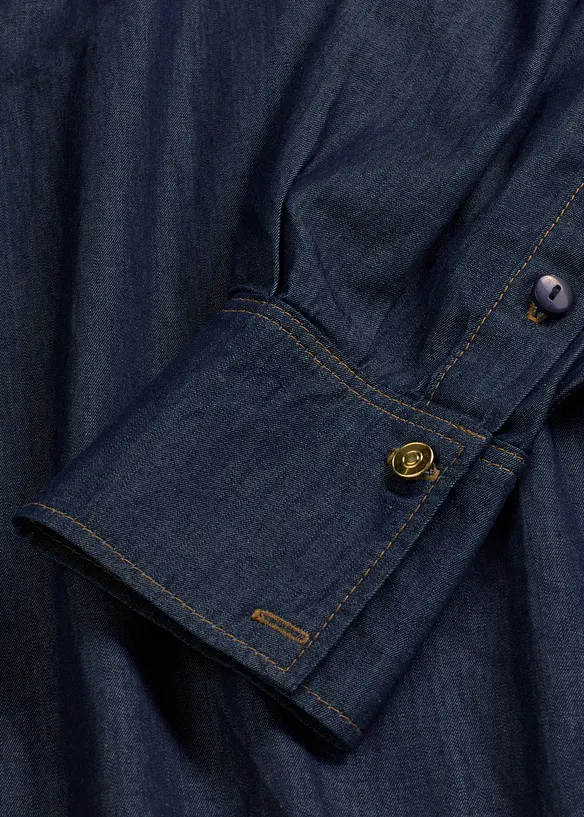 Denimbluse med brede mansjetter, bonprix