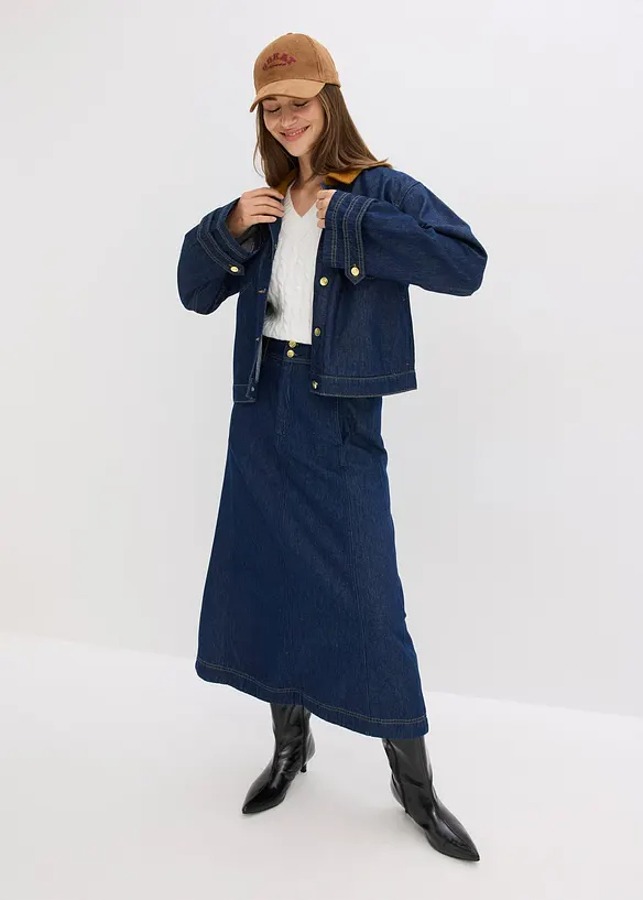 Jeansjakke med cordkrage, bonprix