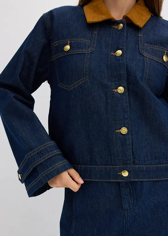 Jeansjakke med cordkrage, bonprix