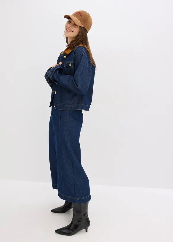 Jeansjakke med cordkrage, bonprix