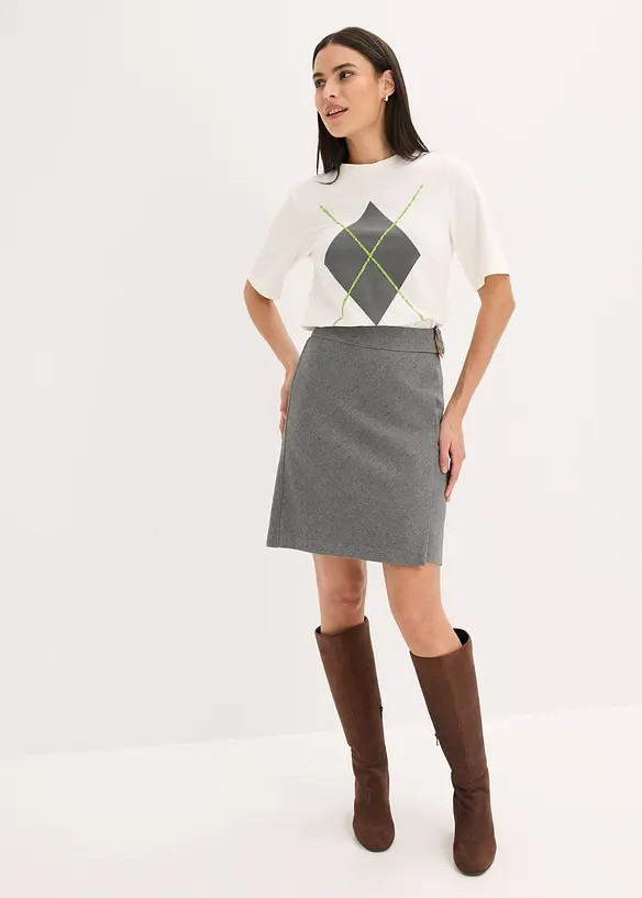 Kortermet topp med paljetter og print, bonprix