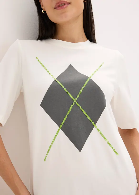 Kortermet topp med paljetter og print, bonprix