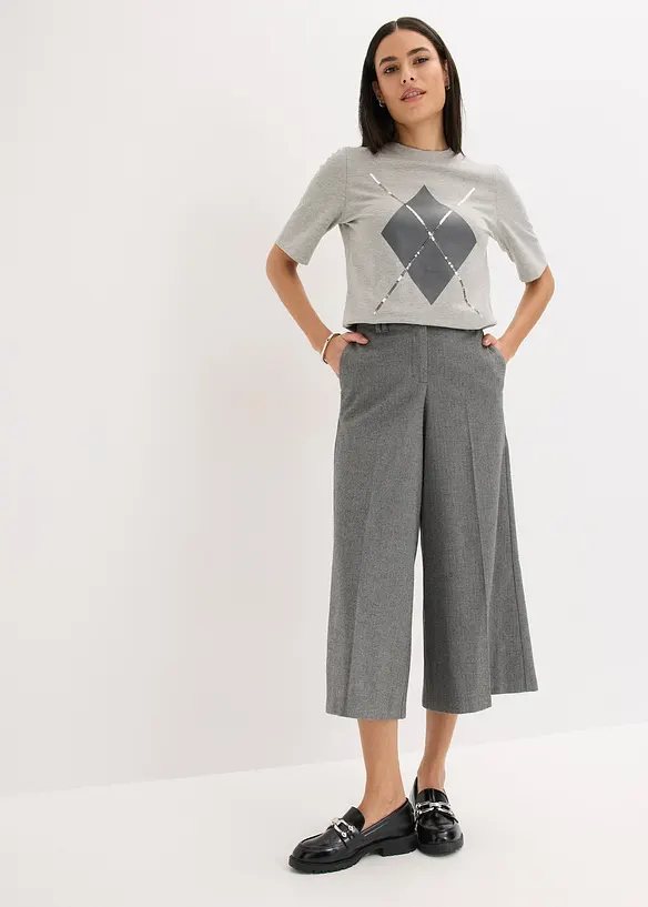 Kortermet topp med paljetter og print, bonprix