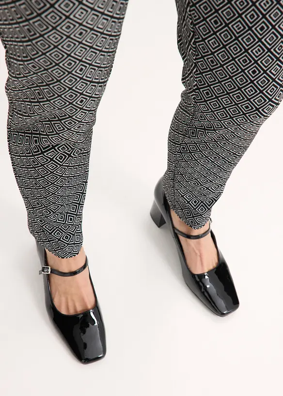 Vid jacquard slip on-bukse med lukningsdetalj, bonprix