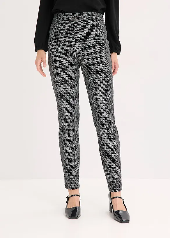 Vid jacquard slip on-bukse med lukningsdetalj, bonprix