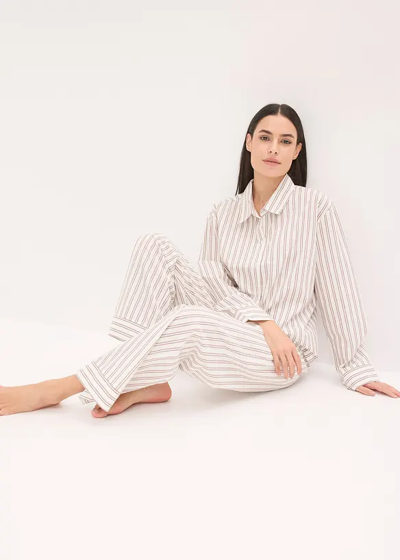 Loungewear-kosedress i vevd bomull, oversized, bonprix