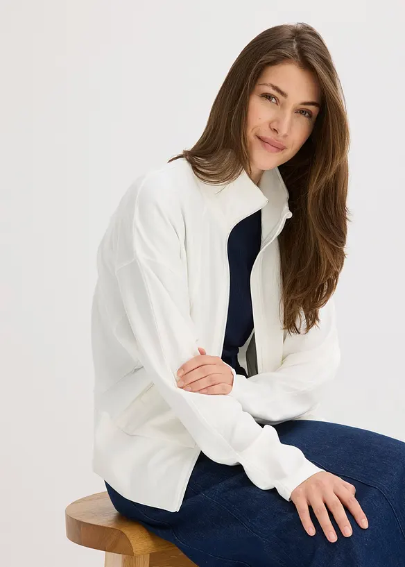 Sweatshirt med glidelås i behagelig Punto di Roma-materiale, bonprix