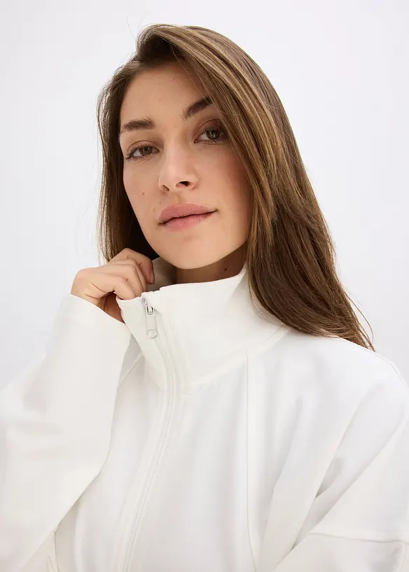 Sweatshirt med glidelås i behagelig Punto di Roma-materiale, bonprix
