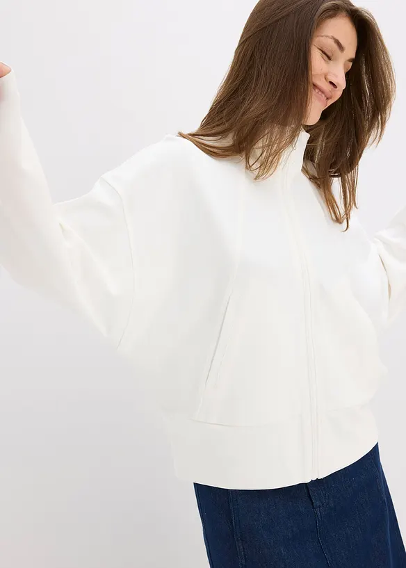 Sweatshirt med glidelås i behagelig Punto di Roma-materiale, bonprix