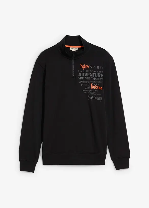 Sweatshirt i 100% økologisk bomull med kort glidelås, bonprix