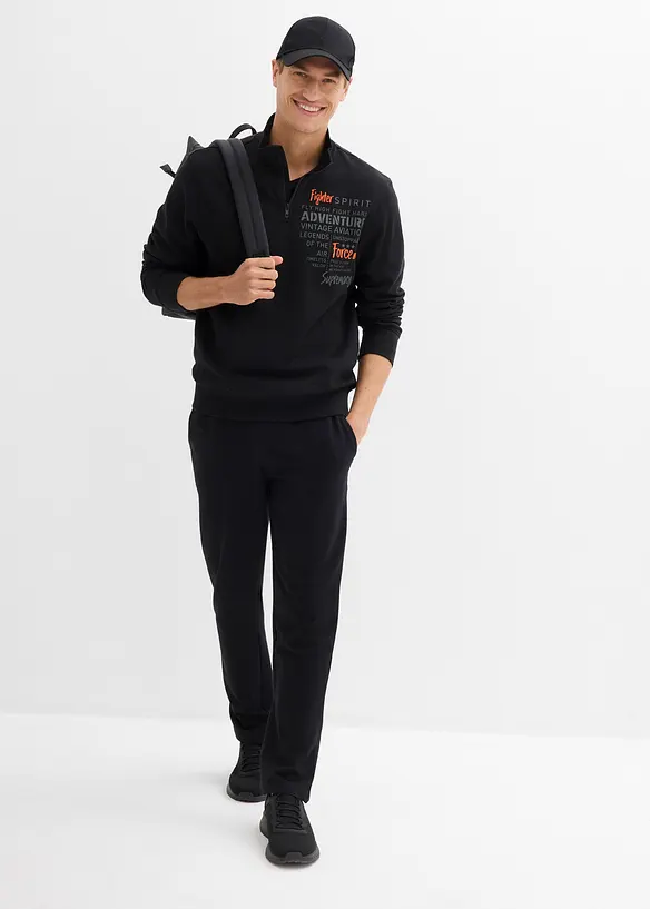 Sweatshirt i 100% økologisk bomull med kort glidelås, bonprix