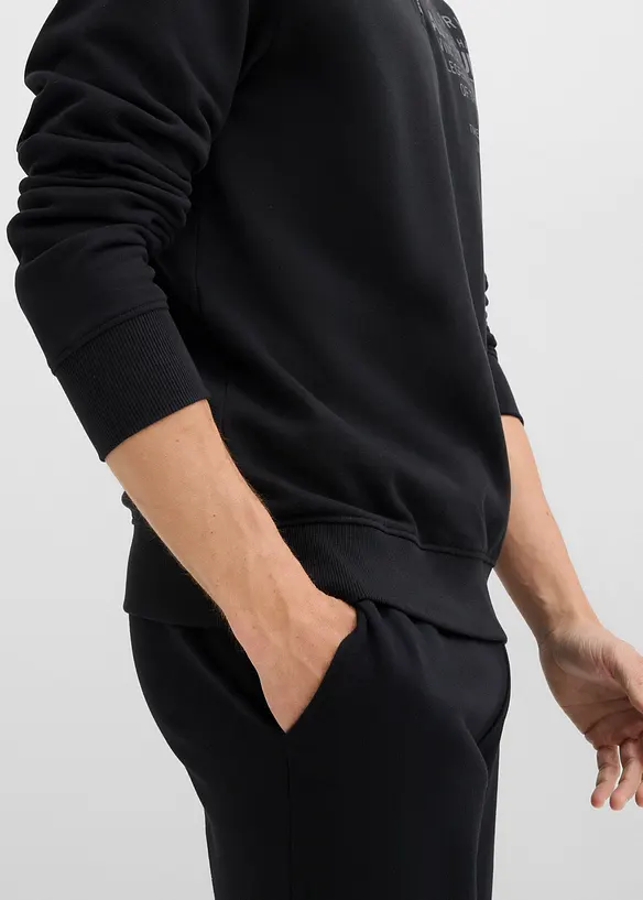 Sweatshirt i 100% økologisk bomull med kort glidelås, bonprix