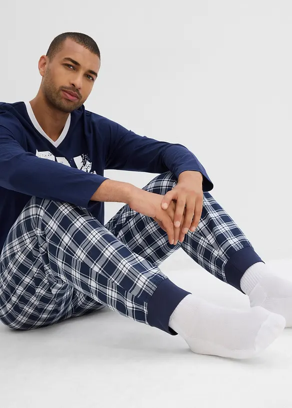 Pyjamas med bomull og lange ermer, bonprix