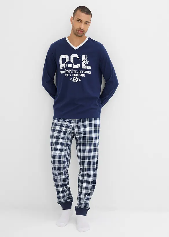Pyjamas med bomull og lange ermer, bonprix