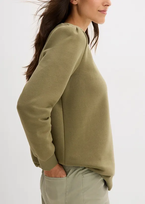 Sweatshirt i bomullsmiks med broderi, bonprix