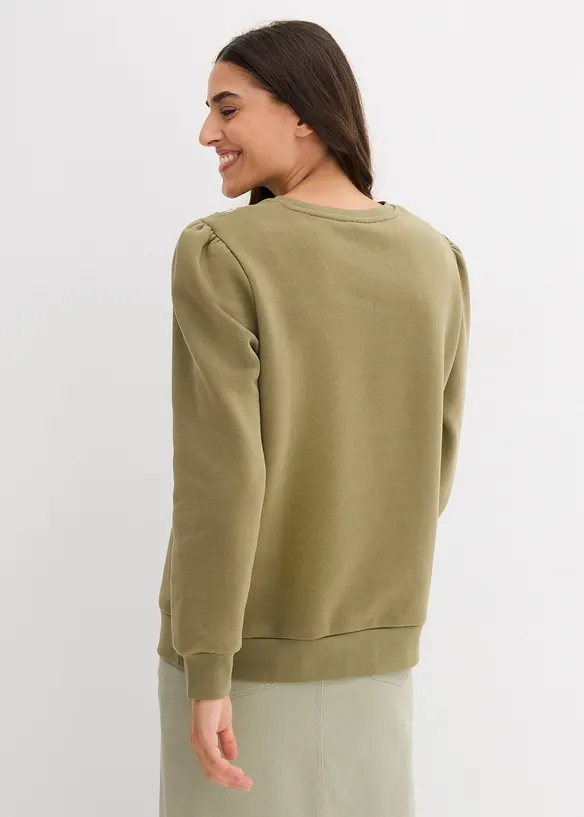 Sweatshirt i bomullsmiks med broderi, bonprix