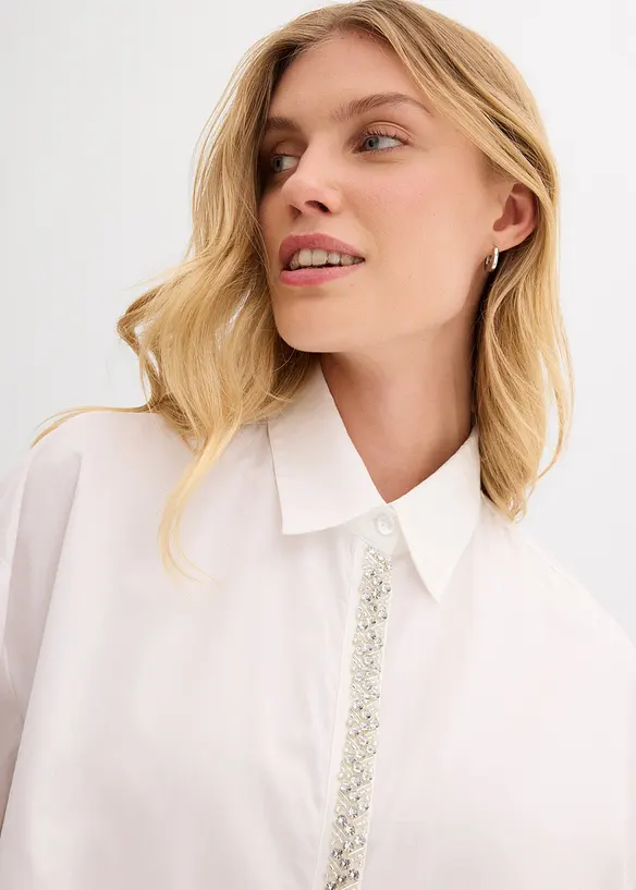 Bluse med strassapplikasjon, bonprix