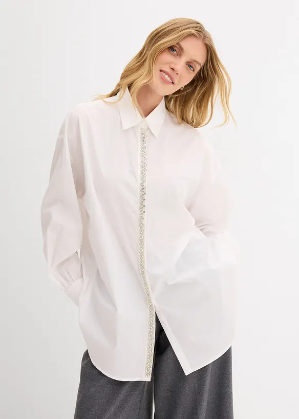 Bluse med strassapplikasjon, bonprix