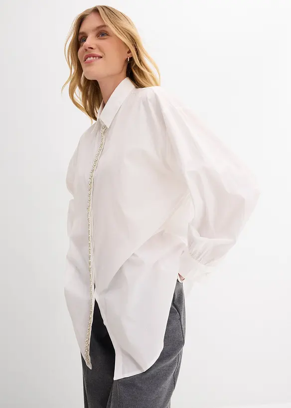 Bluse med strassapplikasjon, bonprix