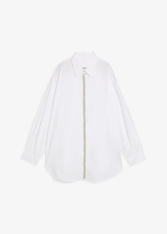 Bluse med strassapplikasjon, bonprix